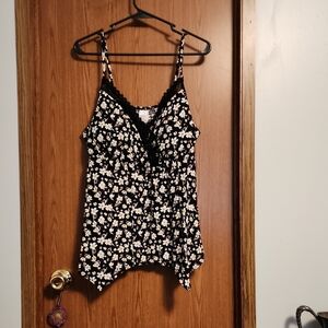 No Boundaries Black and Cream Floral Camisole